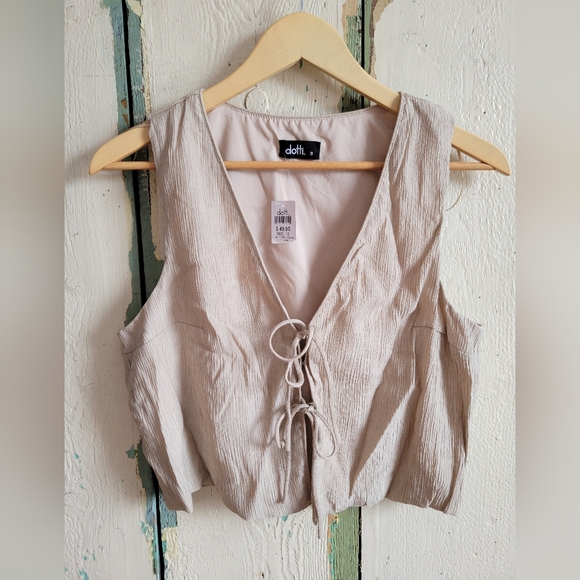 Dotti Tops - Dotti Light Beige Tie-Front Tank Top